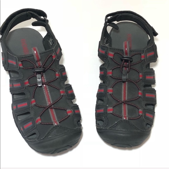 KHOMBU Jack Black Gray Red sandals size 4 - Picture 2 of 7